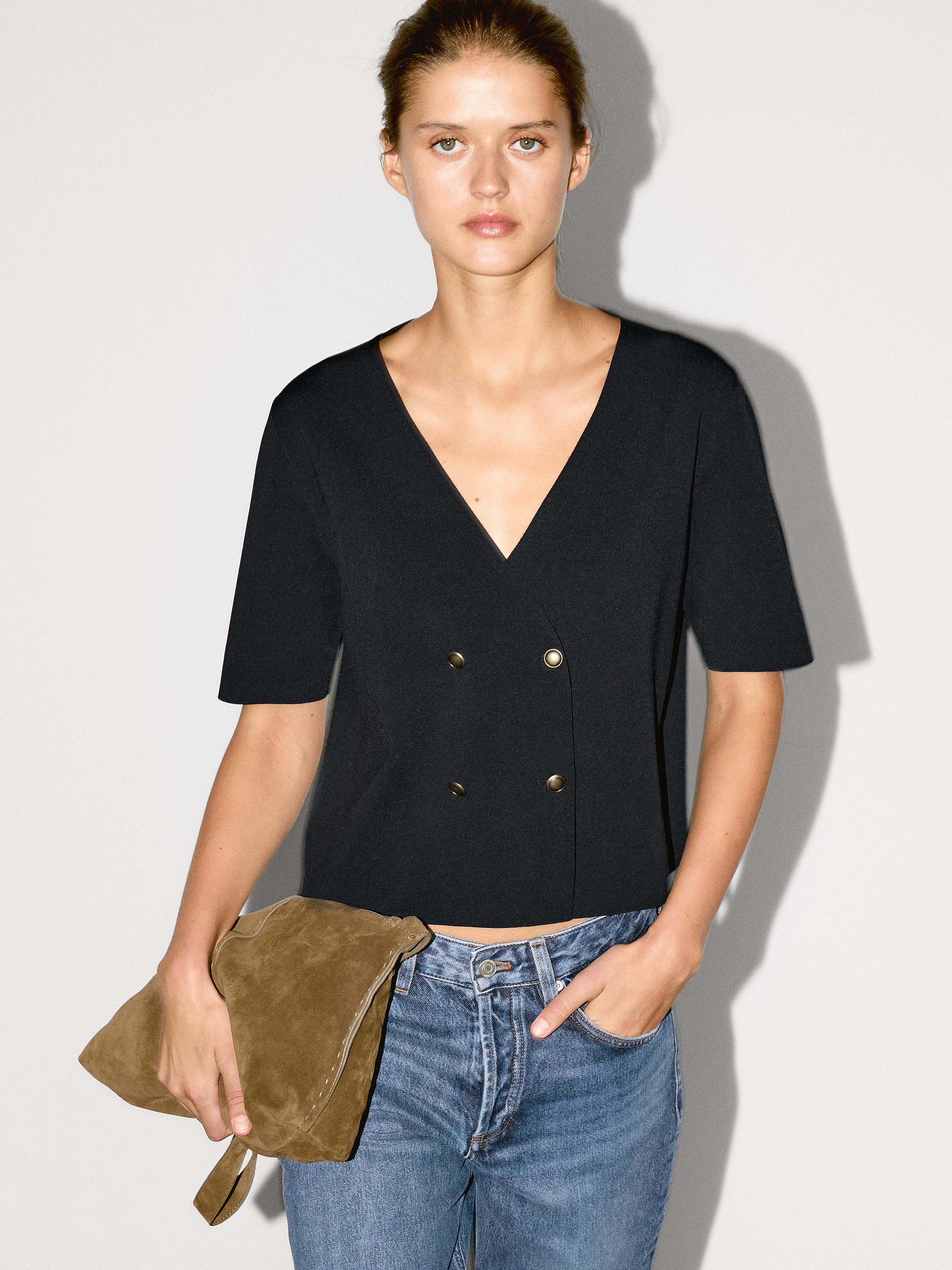 Short sleeve V-neck cardigan